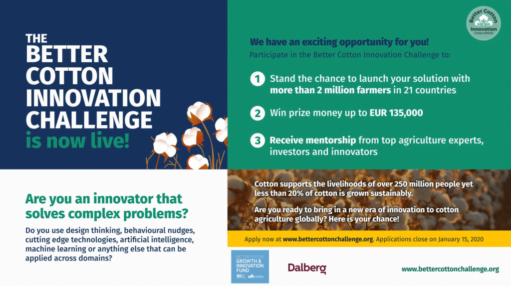 The Better Cotton Initiative Launches the Better Cotton Innovation  Challenge with USD 150,000 in Prize Money